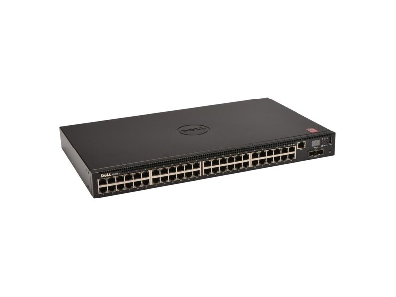 N2048-ABNX-01  Коммутатор Dell N2048, 48x1GbE, 2x10GbE SFP+ fixed ports, Stackable, no Stacking Cable, air flow from ports to PSU, PDU, 3YPSNBD