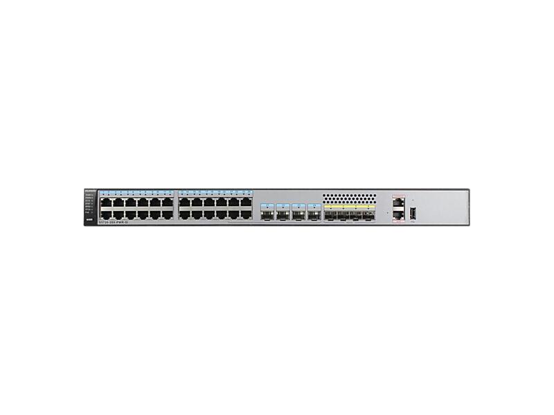 02350DLW  Коммутатор Huawei S5720-28X-PWR-SI bundle (24*10/ 100/ 1000BASE-T ports, 4 of which are 10/ 100/ 1000BASE-T+SFP combo ports, 4*10GE SFP+, PoE+, 1*500W AC power)