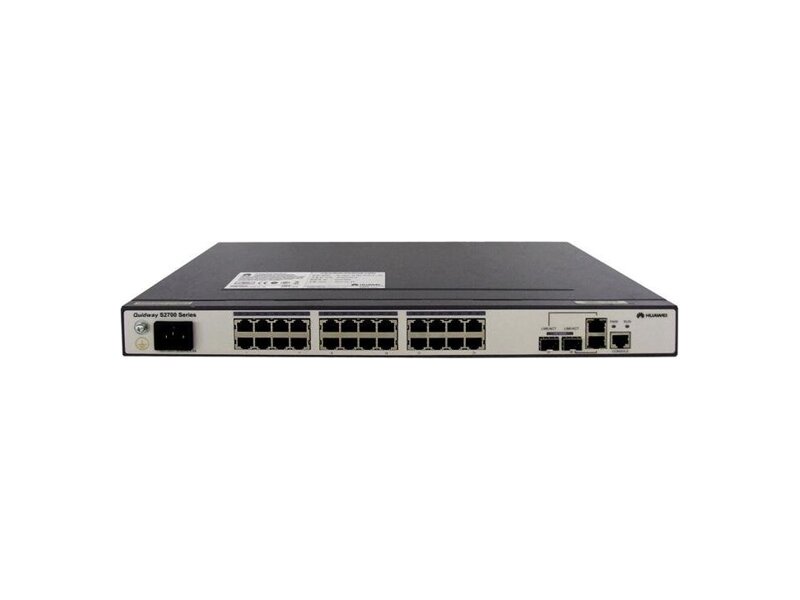 02352302  Коммутатор Huawei S2700-26TP-EI-AC (24 Ethernet 10/ 100 ports, 2 dual-purpose 10/ 100/ 1000 or SFP, AC 110/ 220V) (S2700-26TP-EI-AC)