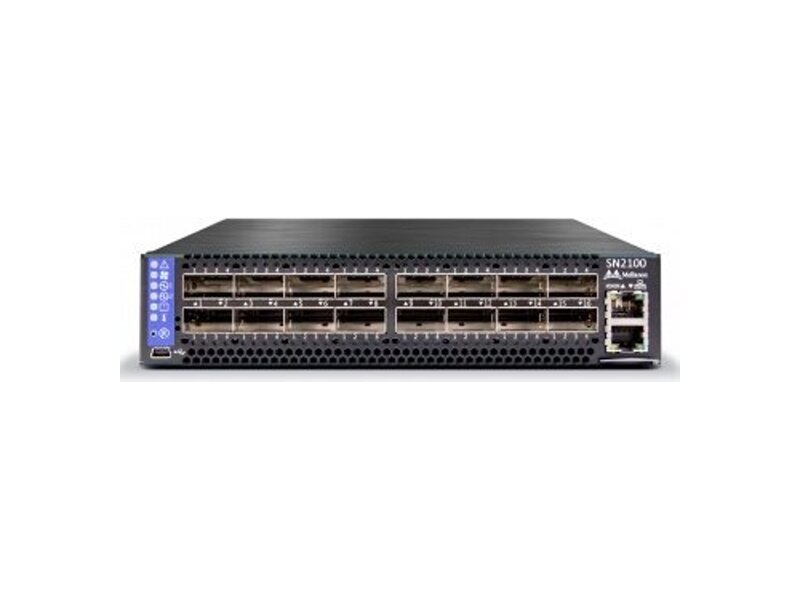 MSN2100-CB2R  Коммутатор Mellanox MSN2100-CB2R Spectrum based 100GbE, 1U Open Ethernet Switch with Mellanox Onyx, 16 QSFP28 ports, 2 Power Supplies (AC)