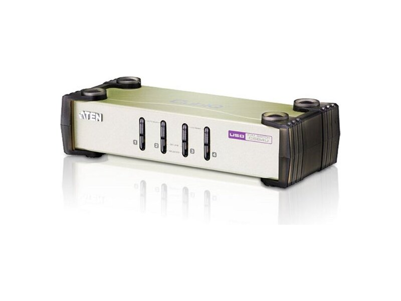 CS84U-AT  KVM-переключатель VGA/ SVGA+KBD+MOUSE, 1 => 4 блока/ порта/ port PS2/ USB, c KVM-шнурами PS2/ USB 2х1.2+2х1.8 м., (KVM=монитор+клав.+мышь;DDC2B;5 лет гар+электростраховка;CAS431;DKVM-4)
