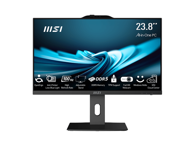 9S6-AE0621-847 Моноблок MSI PRO AP242P 14M-685XRU / 23.8''/ / Intel Core i5 14400/ 8GB/ 512GB SSD/ noDVD/ UHD Graphics 730/ (1920x1082)DOS/ black/ Wi-Fi/ BT/ CAM/ Wireless KB+M/ 6xUSB/ DP/ HDMI/ RJ45