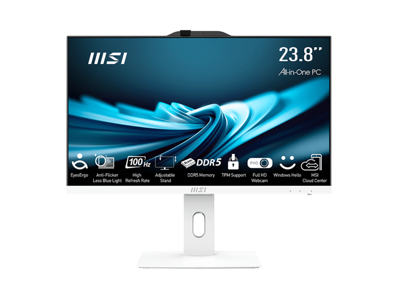 9S6-AE0622-669  Моноблок MSI Pro AP242P 14M-669XRU 23.8'' Full HD i3 14100 (3.5) 8Gb SSD512Gb UHDG 730 noOS GbitEth WiFi BT 120W клавиатура мышь Cam белый 1920x1080