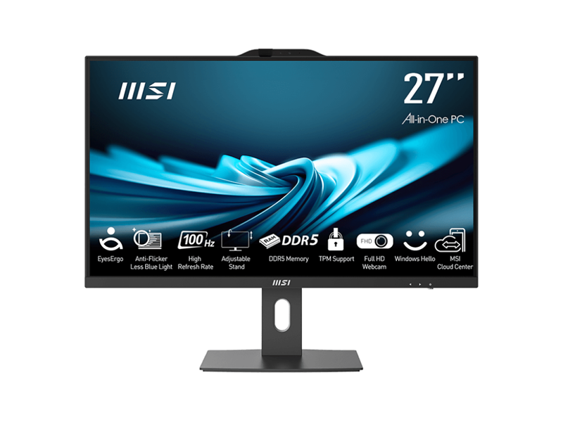 9S6-AF8321-699  Моноблок MSI PRO AP272P 14M 27''(1920x1080 (матовый) IPS)/ Intel Core i7 14700(2.1Ghz)/ 16384MB/ 1TB SSD/ noDVD/ Int:Intel UHD Graphics 770/ Cam/ BT/ WiFi/ Black/ DOS + Wireless KB+M