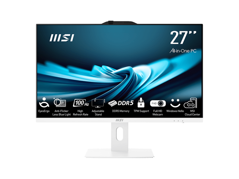 9S6-AF8322-612  Моноблок MSI Pro AP272P 14M-612RU 27'' Full HD i7 14700 (2.1) 16Gb SSD1Tb UHDG 770 Windows 11 Professional GbitEth WiFi BT 120W клавиатура мышь Cam белый 1920x1080