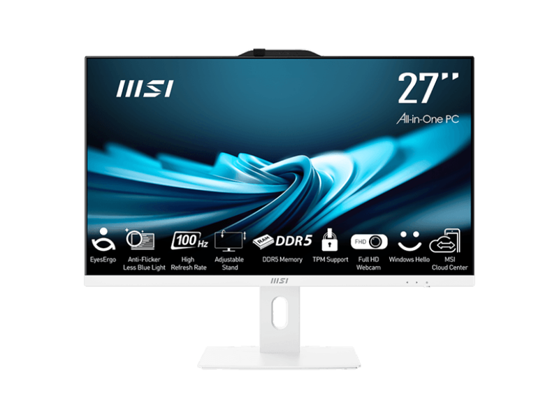 9S6-AF8322-810  Моноблок MSI Pro AP272P 14M-619XRU / 27''/ Intel Core i3 14100 (3.5)/ 16GB/ 512GB SSD / UHDG 730/ noOS/ WiFi/ BT/ Cam/ 120W/ клавиатура мышь/ белый / 1920x1080/ 6xUSB/ DP/ HDMI/ RJ45