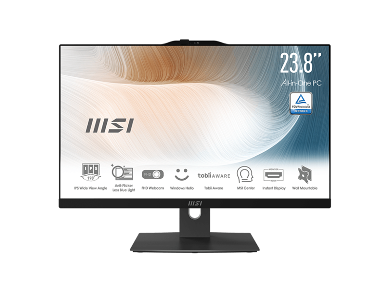 9S6-AE0711-410  Моноблок MSI Pro Modern AM242P 12M AiO 23, 8'' FHD (1920x1080)IPS AG Non-touch, Core i7-1260P (2.1GHz), 32Gb DDR4, 512GB SSD M.2, Intel UHD, WiFi, BT, camera, WirelessKeyboard&mouse, DOS, 1y