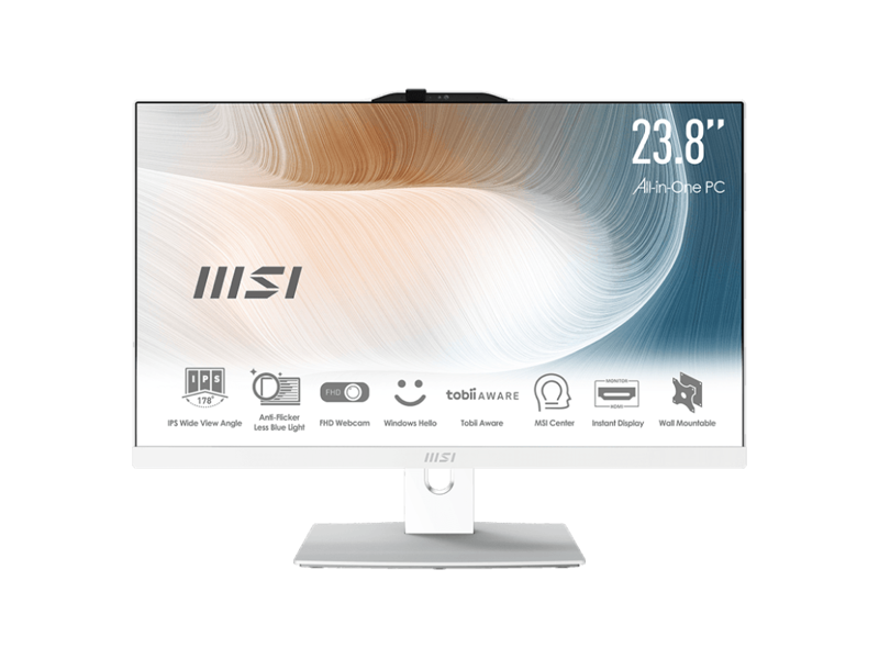 9S6-AE0712-800  Моноблок MSI Modern AM242P 12M-800XRU (MS-AE07) 23.8'' FHD(1920x1080)/ Intel Core i5-1235U 1.30GHz (Up to 4.4GHz) Deca/ 16GB/ 256GB SSD/ Integrated/ WiFi/ BT/ 2.0MP/ KB+MOUSE(WLS)/ noOS/ WHITE