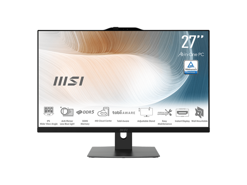 9S6-AE0721-1026  Моноблок MSI Modern AM242TP 1M-1026XRU 23.8'' Full HD Touch Core 5 120U (1.4) 16Gb SSD512Gb UHDG noOS GbitEth WiFi BT 120W клавиатура мышь Cam черный 1920x1080