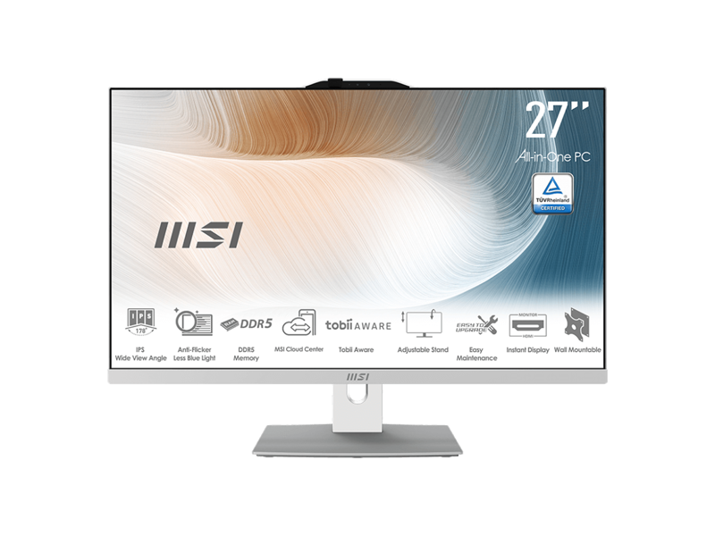 9S6-AE0722-1022  Моноблок MSI Modern AM242P 1M-1022XRU 23.8'' Full HD Core 5 120U (1.4) 16Gb SSD512Gb UHDG noOS GbitEth WiFi BT 120W клавиатура мышь Cam белый 1920x1080