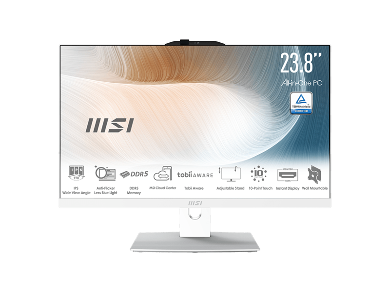 9S6-AE0722-1024  Моноблок MSI Modern AM242P 1M-1024XRU 23.8'' Full HD Core 5 120U (1.4) 8Gb SSD512Gb UHDG noOS GbitEth WiFi BT 120W клавиатура мышь Cam белый 1920x1080