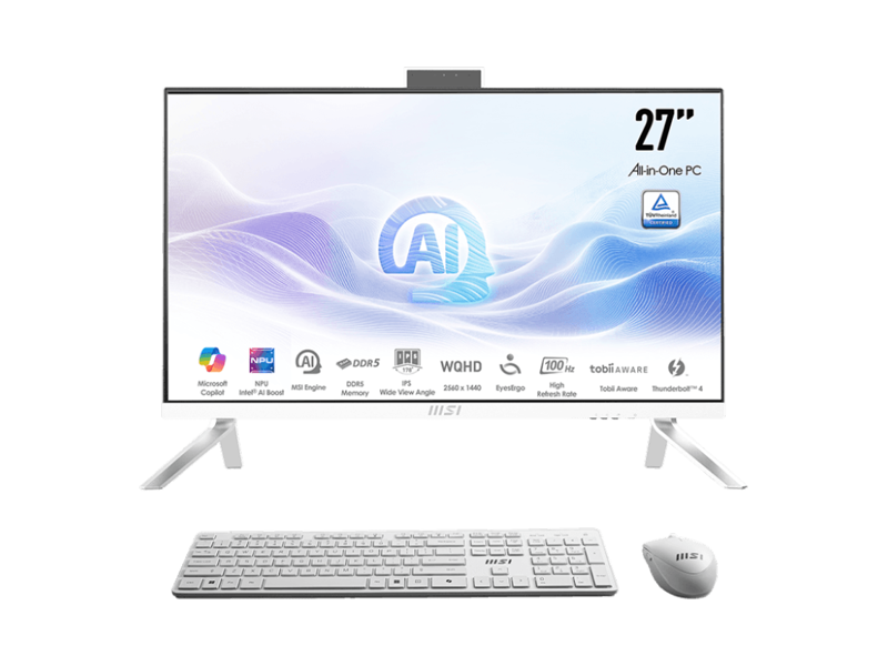 9S6-AF0112-047  Моноблок MSI Modern AM273Q AI 1UM-047XRU/ 27''/ Intel Core Ultra 5 125U (1.3)/ 16GB/ 512GB SSD/ Graphics/ noOS/ WiFi/ BT/ Cam/ 120W/ клавиатура мышь/ черный/ 2560x1440/ 2x Thunderbolt 4/ 6xUSB/ 2xHDMI/ RJ45