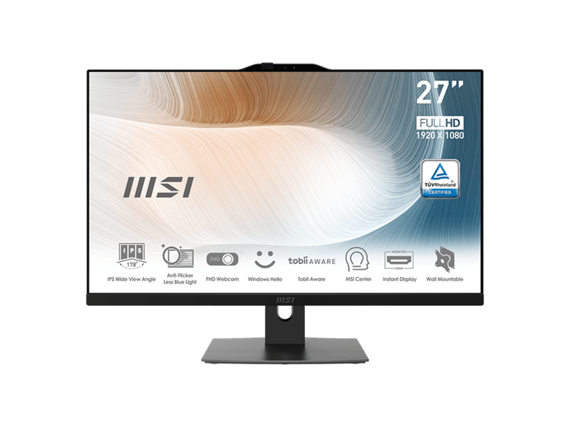 9S6-AF8211-648  Моноблок MSI Modern AM272P 12M-229XRU 27'' Full HD i7 1260P (2.1) 32Gb SSD1Tb Iris Xe noOS GbitEth WiFi BT 120W клавиатура мышь Cam черный 1920x1080