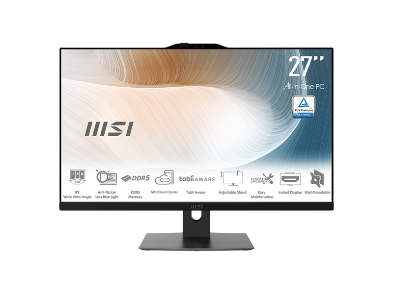 9S6-AF8231-890  Моноблок MSI Modern AM272P 1M-681XRU / 27''/ Intel Core 5 120U (1.4)/ 16GB/ 512GB SSD/ Graphics / noOS/ WiFi/ BT/ Cam/ 120W / клавиатура мышь/ черный / 1920x1080/ 6xUSB/ HDMI/ DP/ RJ45