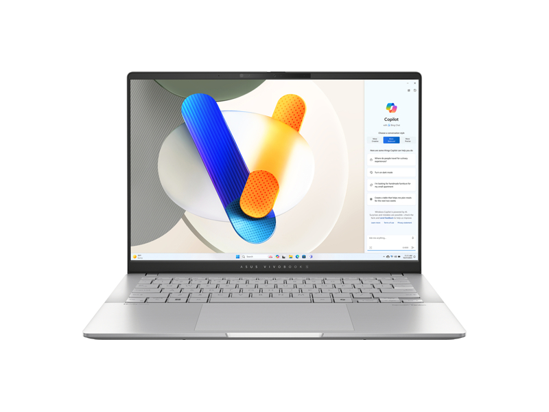 90NB14P1-M007L0  Ноутбук Asus VivoBook S14 / 14''/ Ryzen AI 9 365 / 24GB/ 1TB SSD/ AMD Radeon/ (1920x1200)/ noOS/ silver/ WiFi/ BT/ Cam/