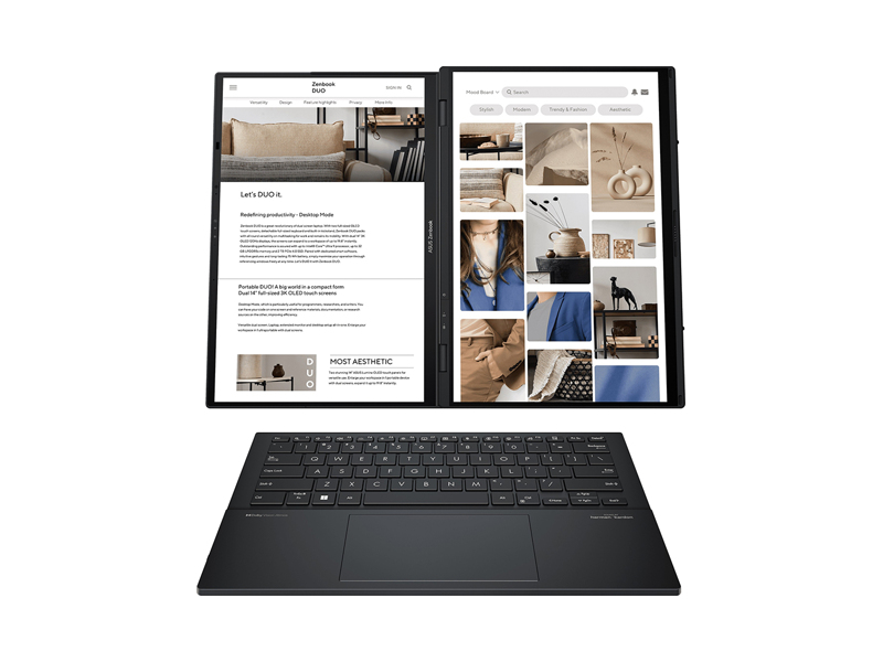 90NB14X1-M00M30  Ноутбук ASUS ZenBook Duo UX8406CA-QL345X/ 14''/ Intel Ultra 7 255H/ 32GB/ 1TB SSD/ Intel Arc/ (1920x1200)/ Win11Pro/ grey/ Wi-Fi/ BT/ CAM/ 2xThunderbolt/ USB/ HDMI