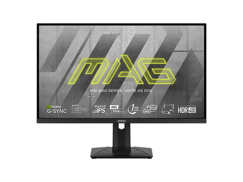 9S6-3CC29H-204 Монитор MSI 27'' MAG 274UPF Black (Rapid IPS, 3840x2160, HDMI+HDMI+DP+Type C, USB Hub, 1 ms, 178°/ 178°, 400 cd/ m, 1000:1 (100M:1), 144Hz, Pivot)
