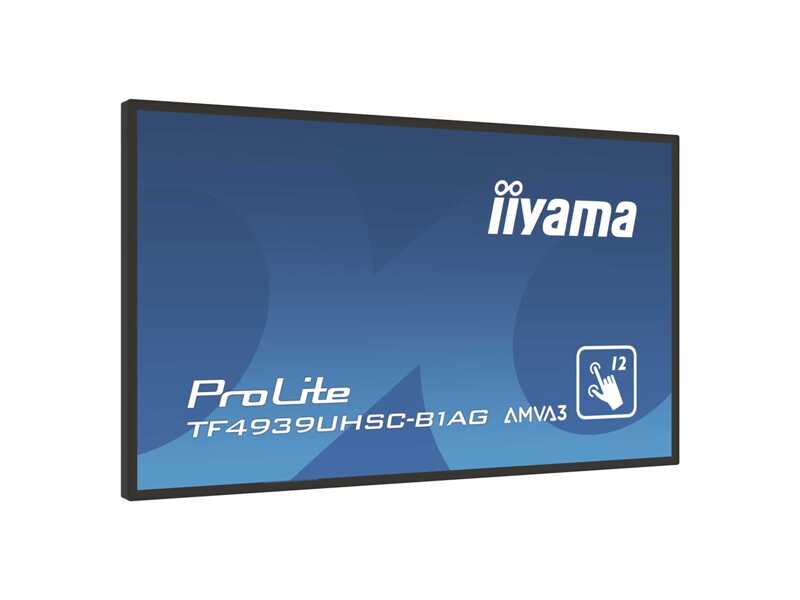 TF4939UHSC-B1AG  Монитор Iiyama 124, 5 cm (49'') [16:9] 3840x2160(UHD 4K) IPS, nonGLARE, Да, 500cd/ m2, H178°/ V178°, 1100:1, 16.7M, 8ms, VGA, DVI, 2xHDMI, DP, Speakers, Open frame, 3Y, Black