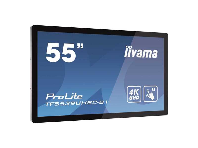 TF5539UHSC-B1AG  Монитор Iiyama 55'' Touchscreen UHD 4K, VGA, 2xHDMI, DP, USB, open frame, PCAP, 3840x2160, 1A1DP2H, Face-up