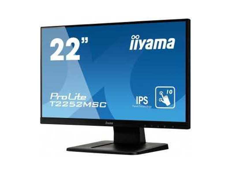 T2252MSC-B1  Монитор Iiyama 21, 5'' 16:9 1920х1080 TN, nonGLARE, TOUCH, 250cd/ m2, H170°/ V160°, 1000:1, 12М:1, 16, 7M Color, 2ms, VGA, DVI, HDMI, Tilt, Speakers, 3Y, Black