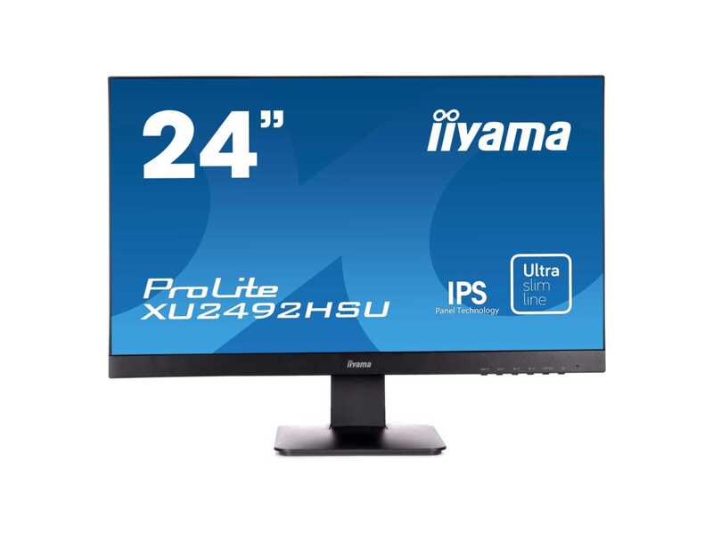 XU2492HSU-B1  Монитор Iiyama 23.8'' [16:9] 1920х1080 IPS, nonGLARE, 250cd/ m2, H178°/ V178°, 1000:1, 5М:1, 16.7M Color, 5ms, VGA, HDMI, DP, USB-Hub, Tilt, Speakers, 3Y, Black