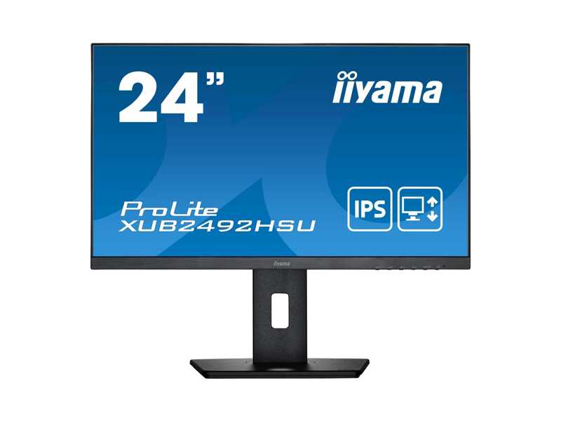 XUB2492HSU-B5  Монитор Iiyama 24'' ETE IPS-panel, 1920x1080, 15cm Height Adj. Stand, Pivot, 250cd/ m, Speakers, VGA, HDMI, DisplayPort, 4ms, USB-HUB (23, 8'' VIS)
