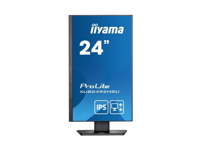 XUB2492HSU-B5  Монитор Iiyama 24'' ETE IPS-panel, 1920x1080, 15cm Height Adj. Stand, Pivot, 250cd/ m, Speakers, VGA, HDMI, DisplayPort, 4ms, USB-HUB (23, 8'' VIS) 2