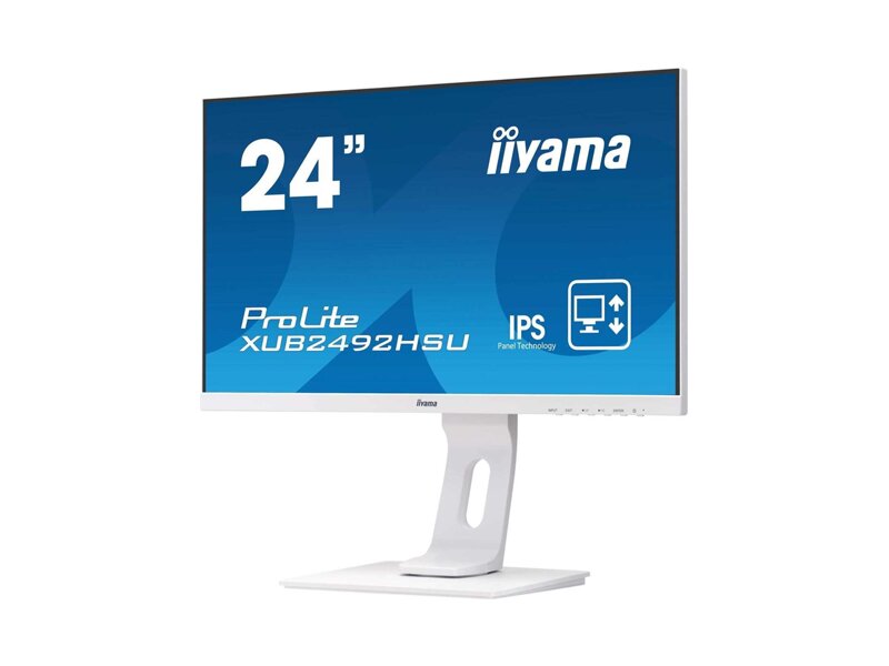 XUB2492HSU-W1  Монитор Iiyama 23.8'' [16:9] 1920х1080(FHD) IPS, nonGLARE, 250cd/ m2, H178°/ V178°, 1000:1, 5М:1, 16.7M Color, 5ms, VGA, HDMI, DP, USB-Hub, Height adj, Pivot, Tilt, Speakers, Audio out, 3Y, White