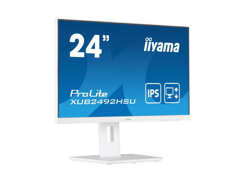 XUB2492HSU-W5  Монитор Iiyama 23.8'' 16:9 1920х1080(FHD) IPS, nonGLARE, 250cd/ m2, H178°/ V178°, 1000:1, 5M:1, 16.7M, 4ms, VGA, HDMI, DP, USB-Hub, Height adj, Pivot, Tilt, Swivel, Speakers, 3Y, White