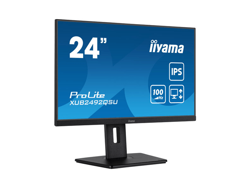 XUB2492QSU-B1  Монитор Iiyama 23.8'' XUB2492QSU-B1 (IPS 2560x1440 100Hz 0.5ms 178/ 178 300cd 1000:1 8bit HDMI2.0 DisplayPort1.2 3xUSB3.2 USB-C(PD 15W) HAS Pivot 2x2W)