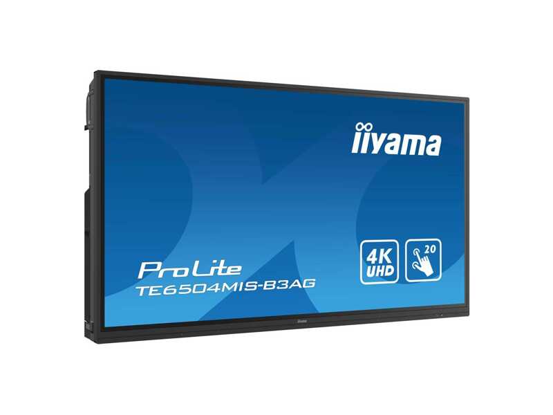 TE6504MIS-B3AG  Профессиональная панель (экран) Iiyama 65'' iiWare9, 20-Points PureTouch-IR Screen, 3840x2160, 4K UHD IPS panel, Full Metal Housing, Fan-less, Speakers