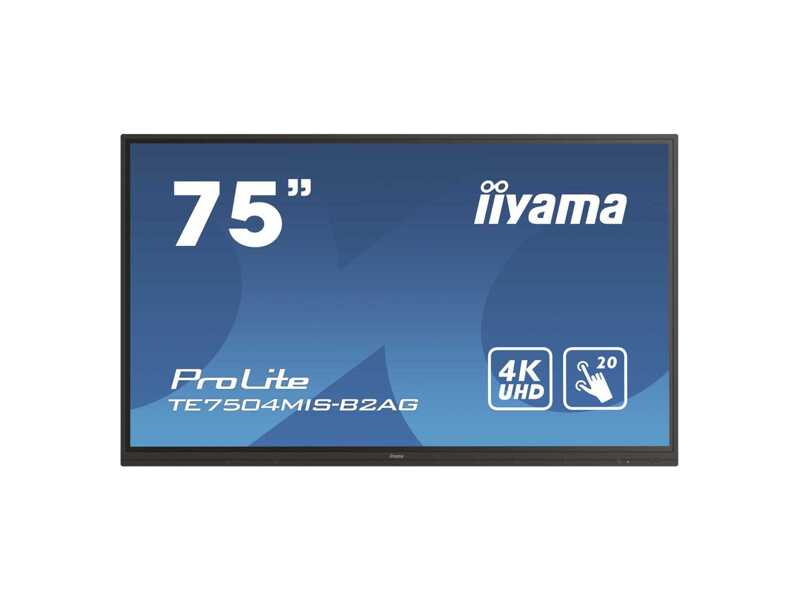 TE7504MIS-B2AG  Профессиональная панель (экран) Iiyama 75'' TE7504MIS-B2AG черный IPS LED 8ms 16:9 DVI HDMI M/ M матовая 1200:1 400cd 178гр/ 178гр 3840x2160 D-Sub DisplayPort USB 50.8кг