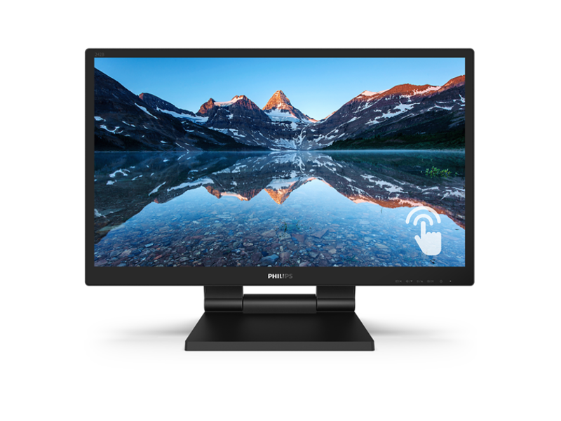 242B9T  Монитор Philips 23.8'' [16:9] 1920х1080(FHD) IPS, nonGLARE, TOUCH, 250cd/ m2, H178°/ V178°, 1000:1, 50M:1, 16.7M, 5ms, VGA, DVI, HDMI, DP, USB-Hub, Height adj, Tilt, Speakers, 3Y, Black 242B9T (00/ 01)