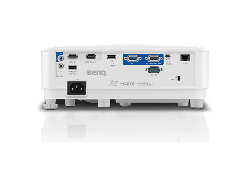 9H.JGS77.13E  Проектор BenQ MW732 DLP, WXGA (1280x800), 4000 AL, 1.3X, TR 1.21~1.57, HDMIx2/ MHLx1, VGA, LAN control, Lan display, USBx2, USB reader, USB WiFi (WDRT8192) optional, White 2