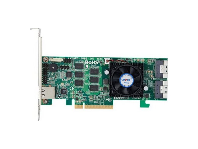 ARC-1886-16I  Areca RAID controller ARC-1886-16I PCI-E Gen4 x8 LP NVMe/ SAS/ SATA 12G, RAID 0, 1, 5, 6, 10, 50, 60, 16x2int SFF8654 x8, 8GB cache