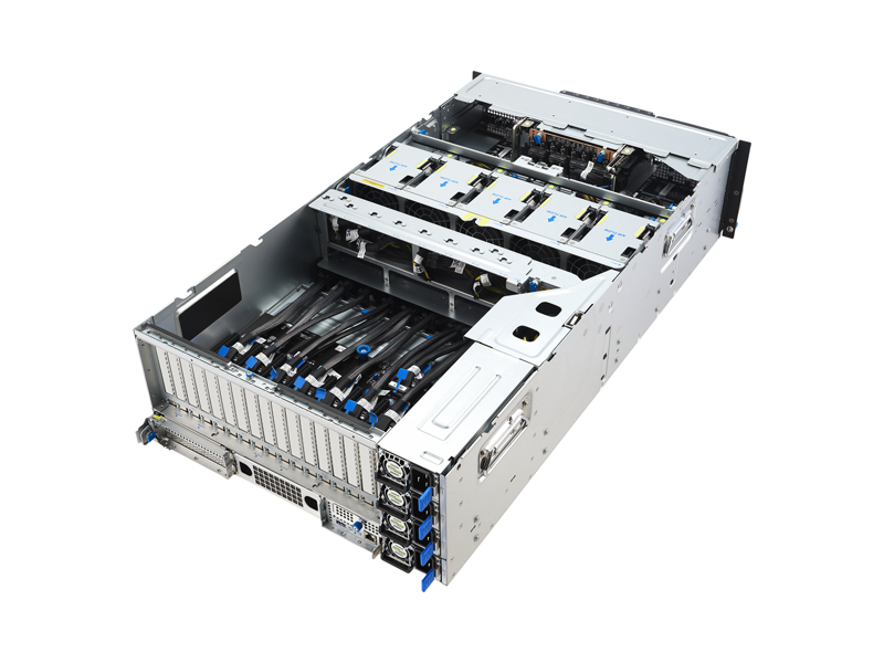 90SF0402-M00ZS0  Серверная платформа ASUS ESC8000A-E13 SKU2/ 4U/ 2xAMD EPYC 9004/ 9005/ 24xDIMM DDR5 6400 MHz/ 4x 2.5'' NVME/ 4x 2.5 SATA/ SAS/ 8xPCI-E Gen x16 FHFL 2-slot GPU/ PCI-E Gen5 FHHL x16 NIC/ PCI-E Gen5 x16 FHHL HBA/ RAID/ 3xUSB/ miniDP/ RJ45/ 4x3200W 1
