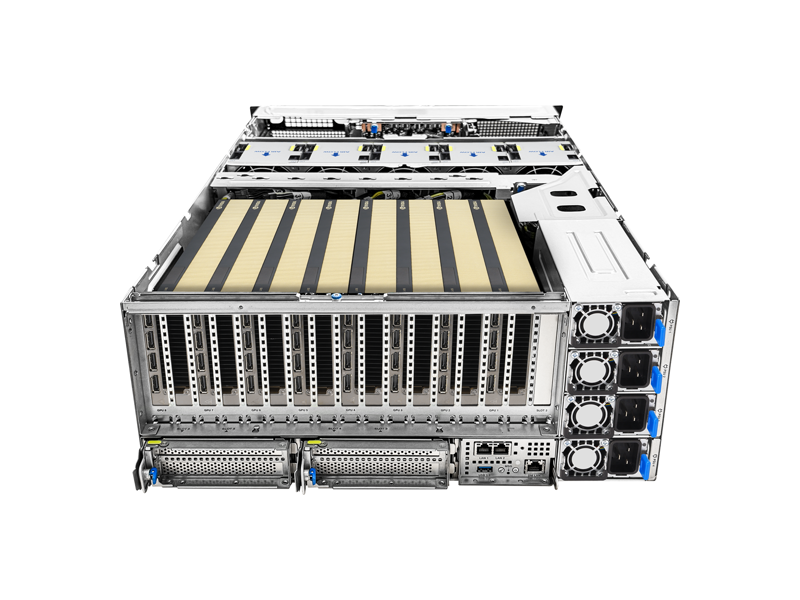 90SF0411-M00L20  Серверная платформа ASUS ESC8000-E12P-SKU1/ 4U/ 2xAMD EPYC 9004/ 24xDIMM DDR5 4800 MHz/ 8x3.5'' HS/ 8 x NVMe/ SATA/ SAS/ 4xSATA 6G/ M.2 PCI-E Gen3 x4/ ASUS PIKE II 3008 8-port HBA/ ASUS PIKE II 3108 8-port HW RAID/ PCI-E Gen5 x16 LPHL HBA/ RAID/ 8xPCI-E Ge 2