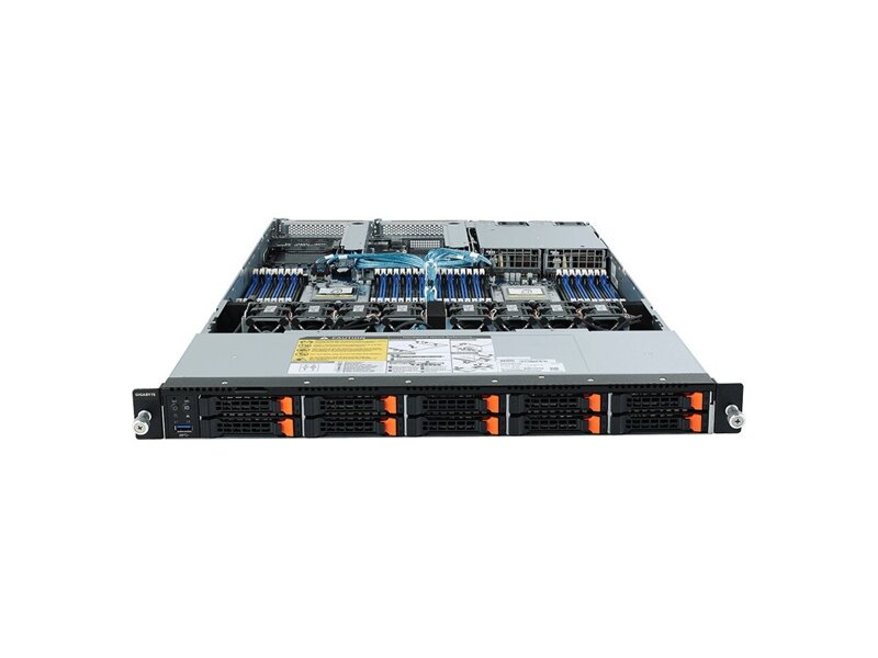 6NR182Z92MR-00  Gigabyte Rack Server 1U R182-Z92 AMD EPYC™ 7003 series processor family, Dual processor, 7nm technology, 8-Channel RDIMM/ LRDIMM DDR4 per processor, 32 x DIMMs, 2 x 1Gb/ s LAN ports (Intel® I350-AM2), 1 x Dedicated management port, 10 x 2.5'' Gen3 NVMe hot 2