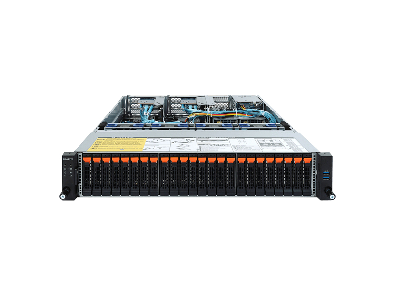 6NR282Z92MR-00-A00  Серверная платформа Gigabyte R282-Z92 2U, 2*Socket SP3 (AMD EPYC 7002), 32*DDR4 DIMM, 24*2.5'' NVMe HS + 2*2.5'' SATA rear + 1*M.2, 2*PCIe x8 Gen4, 2*1Gb/ s (Intel I350-AM2) + 1*Mgmt LAN, Aspeed AST2500, 2*1600W 80+ Platinum RPSU/ Gigabyte R282-Z92 - 2U,
