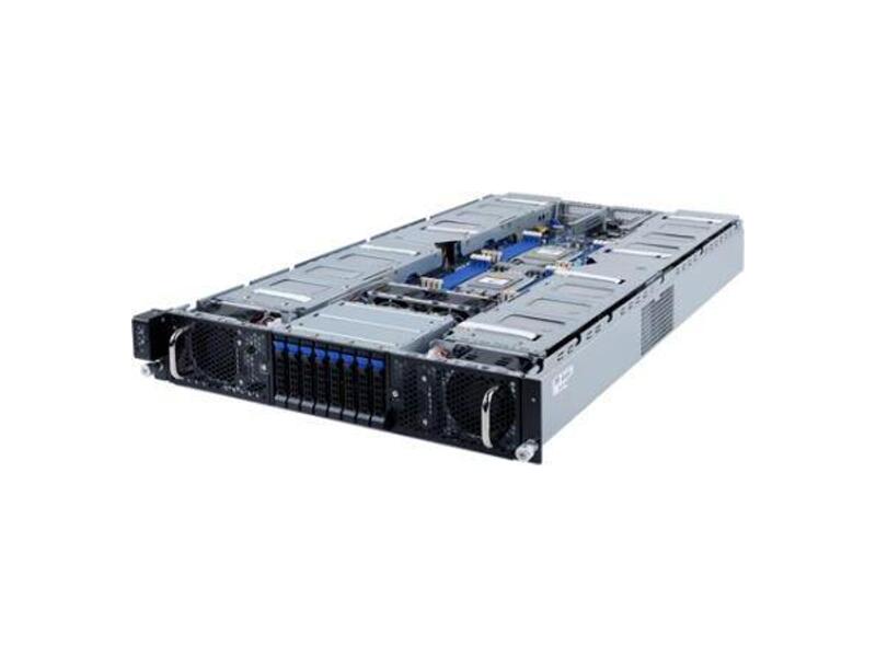 6NG292Z45MR-00  Gigabyte Rack Server 2U G292-Z45 8 x dual slot GPU cards, AMD EPYC 7003, 7nm, 8-Channel RDIMM/ LRDIMM DDR4 per processor, 16xDIMMs 2 x 1Gb/ s LAN ports (Intel I350-AM2) 1 x Dedicated management port, 8 x 2.5'' SATA, 8 x FHFL PCIe Gen4 x16 slots for GPUs, 2
