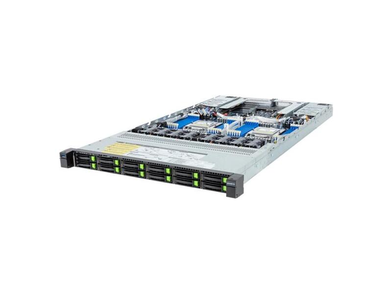 R183-Z94-AAD1  Gigabyte Rack Server SERVER R183-Z94-AAD1/ 1U/ 2xAMD EPYC 9000/ 4004/ 24xRDIMM DDR5 4800 MHz/ SP5/ 12 x 2.5'' Gen5 NVMe/ SATA/ SAS/ HS/ 3xM.2 PCIe Gen3 x4/ x2/ 2 x FHHL PCIe Gen5 x16/ 2 x OCP NIC 3.0 PCIe Gen5 x16/ 3xUSB 3.2 Gen1 port (Type-A)/ Mini-DP/ 2x