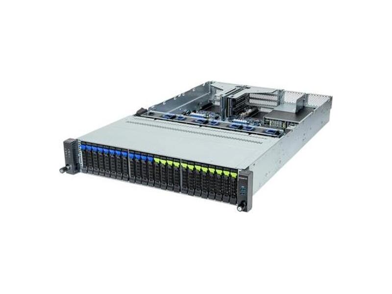 R263-Z32-AAD1  Gigabyte Rack Server 2U (1 x Socket SP5 EPYC 9004 up 400W, 12 x DDR5 DIMM 4800MHz, 12 x 2.5'' SATA/ SAS + 4 x 2.5'' NVME HotSwap, 2 x PCIe Gen4 x16, 2 x OCP 3.0 Gen4 x16 Mezzanine, 2 x M.2 NGFF up 22110, 2 x I350-AM2 1GbE, AST2600, 2x1600W 1+1)