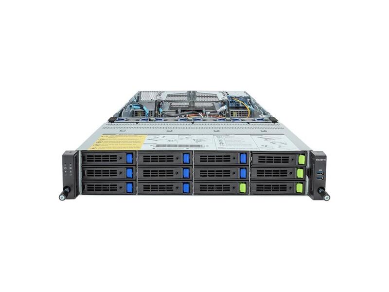 R283-Z91-AAD1  Gigabyte Rack Server R283-Z91-AAD1/ 2U/ 2xAMD EPYC 9004/ SP5/ 24xDIMM DDR5/ 4 x 3.5''/ 2.5'' Gen4 NVMe/ SATA/ SAS/ HS/ 8 x 3.5''/ 2.5'' SATA/ SAS/ HS/ 2 x 2.5'' SATA/ SAS/ HS/ 3 x M.2 PCI-E Gen3 x4/ x2/ 6 x FHHL PCI-E Gen5 x16/ x8/ 4xUSB 3.2 Gen1 ports/ Mini-D