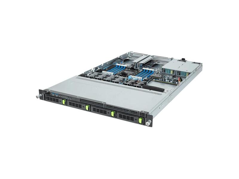 R163-S30-AAB1  Server System GIGABYTE 1U rack Xeon Scalable Max CPU 1 (1 x LGA4677 up 350W, 16 x DDR4 4800MhZ, 4 x 3.5'' SATA/ SAS/ NVME HotSwap, 1 x M.2 22100, 2 x PCI-e x16, 2 x OCP 3.0, 1 x 1GbE LAN, AST2600, R800W)