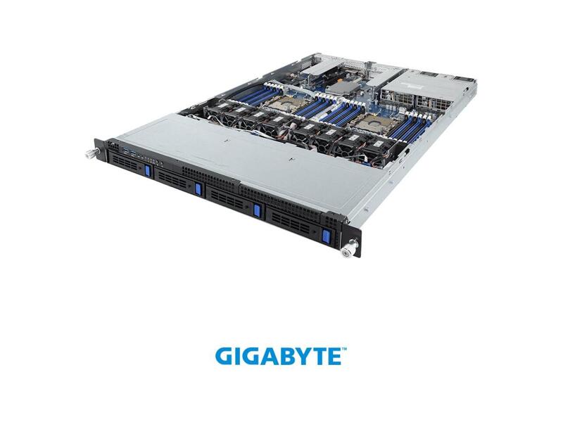 6NR181340MR-00  Gigabyte Rack Server R181-340 Dual Intel Xeon Scalable 2nd Gen/ 24x DIMMs/ Dual 1Gb/ s LAN ports/ 1x management port/ 4x 3.5''/ 2.5'' SATAIII HDD/ SSD bays/ 1x 2.5'' internal fixed HDD/ SSD bay, 2x 2.5'' HDD/ SSD kits as an option/ 3 x PCIe Gen3 expansion slo