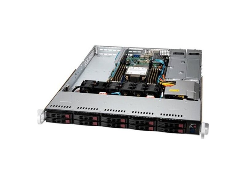 SYS-110P-WTR  Supermicro SuperServer 1U SYS-110P-WTR, Single Socket P+ (LGA-4189), TDP 270W, C621A, 8xDDR4, 10x2.5'' Hot-swap (4x 2.5'' NVMe hybrid), SATA3 (6Gbps), 2xPCI-E 4.0 x16 FHFL, 1 PCI-E 4.0 x16 LP, 2xRJ45 10GBase-T, 1xRJ45 IPMI, 5xUSB 3.2, 4xUSB 2.0, 1xVGA, 1 CO