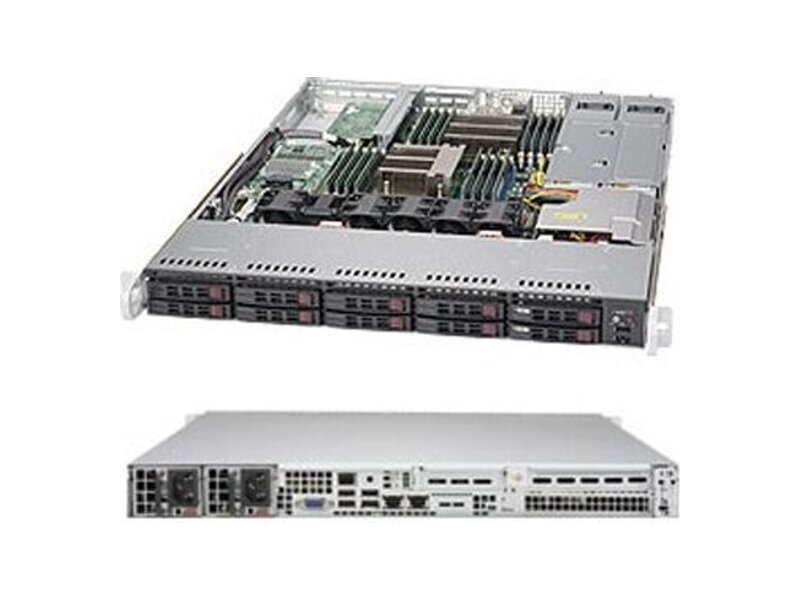 SYS-1027R-WC1R  Supermicro SuperServer 1U 1027R-WC1R Dual Skt Xeon E5-2600/ 16x DIMM/ on board C602J SATA3 RAID 0, 1, SAS3 RAID 0, 1, 5, 6, 10, 50, 60/ 10x 2.5'' Hot-swap SAS/ SATA/ Dual port GbE/ 2x PCI-E 3.0 x16 FH, HL/ R700W