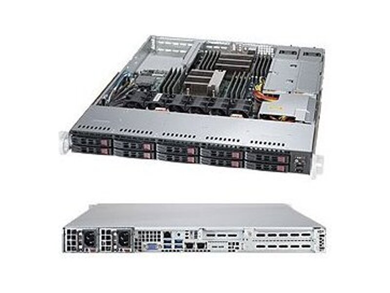 SYS-1028R-WC1RT  Supermicro SuperServer 1U 1028R-WC1RT no CPU(2) E5-2600v3/ v4/ no DIMM(16)/ on board C612 SATA3(C610) RAID 0/ 1, SAS3(3108) RAID 0/ 1/ 5/ 6/ 10/ 50/ 60/ no HDD(10)/ 2x10GE/ 2xPCIEx16/ 2x700W