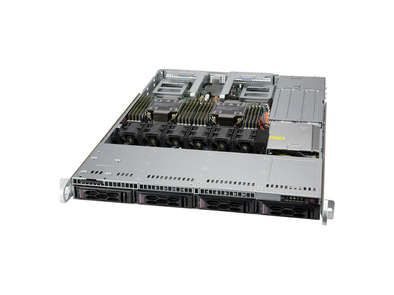 SYS-610C-TR  Supermicro Server SYS-610C-TR SuperServer SYS-610C-TR (X12DDW-A6, CSE-LA15TQC-R860AW) 1U, 2 x LGA4189, 4x 3.5'' hot-swap SATA/ SAS, 2x PCIe 3.0 x2 2280, 16 DIMM, 1+1 860W