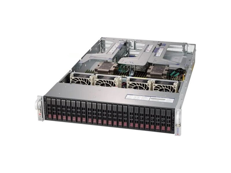 SYS-2029U-TR4  Supermicro SuperServer 2U 2029U-TR4, Dual Skt, 24xDIMM, on board C621, SATA3, RAID 0, 1, 5, 10, 24 Hot-swap 2.5'', 14 SATA3, 1 PCIE 3.0 x16 (FH, 10.5''L), 5 PCIE 3.0 x8 (FH, 10.5''L), 1 PCIE 3.0 x8(LP), 1 PCIE 3.0 x8 (int LP), 4 1GbE LAN ports via i350, R100